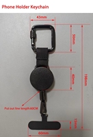 P-048 Mousqueton ABS de randonnée extérieur, attache rétractable pour téléphone portable, enrouleur anti-perte, support de smartphone robuste, enrouleur de badge