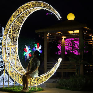 فوانيس زينة هلال رمضان LED، إضاءة صفراء لتزيين الحدائق الخارجية، مصابيح زينة هلالية LED - Product Image 6