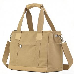 Sac de shopping en toile à fermeture éclair de grande capacité avec logo personnalisé, sac fourre-tout pour femme avec plusieurs poches - Product Image 4