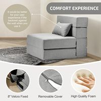 Fauteuil Convertible Pliable en Lit avec Mousse à Mémoire de Forme, Canapé de Sol Matelas de Couchage Simple Plus, avec Oreiller