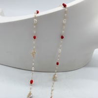 Collier chaîne de chapelet en fil de cuivre avec perles de corail nacré de haute qualité, dernier design