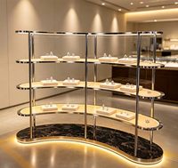 Kiosque d'exposition de bijoux d'extérieur artificiel avec vitrine en verre, éclairage LED, couleurs personnalisables et design durable pour la vente au détail et la décoration intérieure