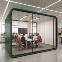 Cabine de réunion modulaire privée de haute qualité, grande taille, cadre en aluminium moderne, éclairage LED, insonorisée, pour hôtel intérieur