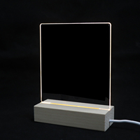 Lampe de chevet LED en bois pour chambre d'enfant, veilleuse USB, lampe à base en bois, tableau de messages LED en acrylique vierge pour amis
