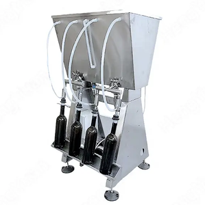 Semi Auto 4 Heads Standing Gravity Overflow Water Bottle Filler Filling Machines With Feeding <b>Pump</b> Liquid <b>Wine</b> Filling Machines - Product Image 2