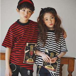 T-shirt unisexe rayé sans col, dernière collection, vente en gros en ligne en Inde - Product Image 1