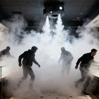 Générateur de brouillard de sécurité intelligent avec caméra HD, antivol, IP WiFi, matériau ABS, capteur de mouvement PIR et contrôle intelligent par application