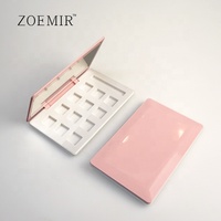 Palette d'ombres à paupières magnétiques personnalisée, 12 couleurs, étui à ombres à paupières blanc rose avec miroir, étiquette privée
