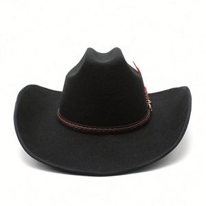 Sombreros de Vaquero Estilo Tibetano con Plumas y Borde Rizado de 9.5cm, Venta al Por Mayor - Product Image 5