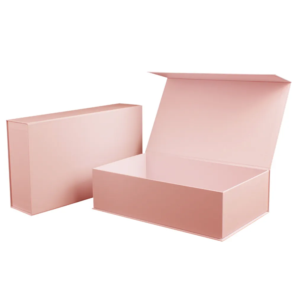 Custom Pink Printing Logo Luxury Eco Friendly Hair Shoe Gift Magnetic Cardboard Paper Gift Box,Shipping Packaging With Ribbon