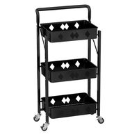 Chariot de rangement pliable à 3 niveaux durable pour collations, livres et articles ménagers dans les petites maisons