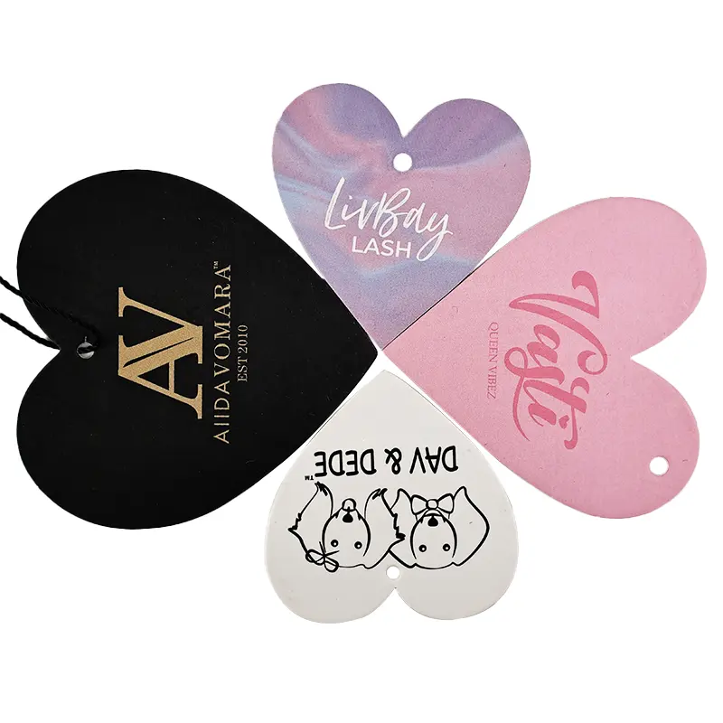 High-end Black Heart Paper Hang Tags with Jute Twine and Cotton Gold Twine for Valentine's Day
