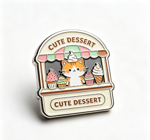 Custom 1 Inch Soft Enamel Lapel <b>Pin</b> Metal Shoulder <b>Badge</b> Cute Cat Dessert <b>Pin</b> for Corporate Promotional Gift - Product Image 4