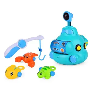 EPT Wholesale baby shower water game play set floating fishing rod bath toy spray