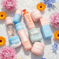Ensemble d'emballages cosmétiques de luxe uniques, flacons et pots vides en verre rose mat pour soins de la peau, flacon pompe pour sérum