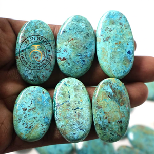 100% Natural Chrysocolla Loose Cabochon Oval Cut 20-40mm 7-12g Precious Gemstone for Jewelry Making Indian Manufacturer Bulk OEM - Product Image 2