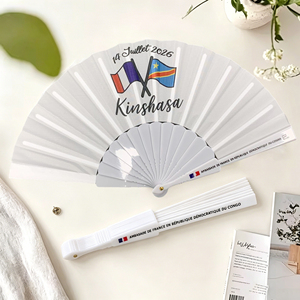 พัดพับลายพิมพ์สีขาวแบบกำหนดเอง พัดพับสำหรับงานแต่งงาน ของขวัญ - Product Image 2