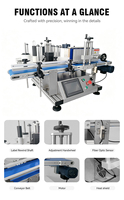 Fabrieksleverancier Tafelmodel Automatische Ronde Fles Etiketteermachine Met Transportband voor Jam Pot Tomatensaus Glazen Wijnfles
