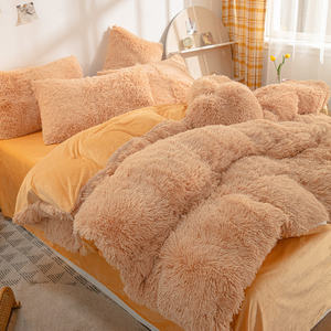 Winter Warm <b>Fluffy</b> Velvet <b>Duvet</b> <b>Cover</b> Set Luxury Soft Solid Color Quilt <b>Cover</b> With Bedsheets - Product Image 5