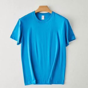 T-shirt Unisexe Décontracté en Coton Peigné 100% Uni, Col Rond, Tricoté, Nouveau Modèle, Vente en Gros Direct Usine, Pour Toutes Saisons - Product Image 1