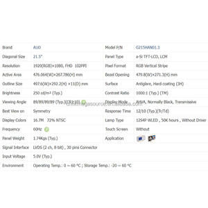 Module d'écran LCD à cristaux liquides AUO G215HAN01.3 d'origine neuf, panneau de 21,5 pouces, 1920*1080 LVDS TFT LCD - Product Image 2