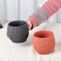 Personnalisé Vintage Coloré Grès Béton Ciment Planteur Fleur Succulente Cactus Pots avec Trou