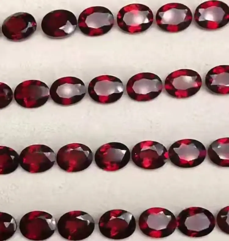 Alta calidad hermosa joyería de piedras preciosas al por mayor 7x9mm rojo granate natural piedra