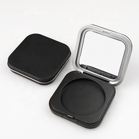 Palette de maquillage vide ronde 59 mm, personnalisable avec logo, noire mate, pour fards à paupières, blush, sourcils et correcteur, avec miroir