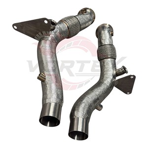Collecteurs d'échappement Vortex en acier inoxydable avec boucliers thermiques pour Ferrari F8 Tributo 3.9T, avec soufflets flexibles et supports de capteur - Product Image 5
