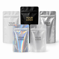 Sachets refermables holographiques anti-odeur personnalisés de 3,5g, 7g, 14g, 28g, en Mylar avec fermeture éclair, pour emballage alimentaire de bonbons gélifiés