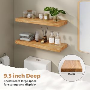 Étagères flottantes en bois d'orme massif à bords naturels, style rustique, avec <span class=keywords><strong>support</strong></span> <span class=keywords><strong>invisible</strong></span>, à fixer au mur pour rangement et présentation dans la chambre - Product Image 6