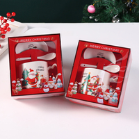 Tasse à eau, cadeau de Noël, tasse en céramique personnalisée avec un dessin animé du Père Noël, tasse à petit-déjeuner, ensemble de cadeaux pratiques
