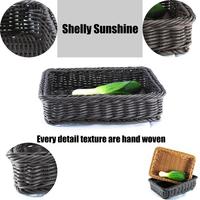 Panier de rangement durable en plastique XR en gros avec cadre en métal panier tissé d'affichage en rotin lavable pour supermarché et usage domestique