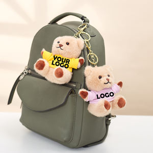 Diskon besar-besaran 2025 gantungan kunci kecil beruang lembut dengan kaus Logo kustom untuk pesta liburan hadiah kelahiran - Product Image 1
