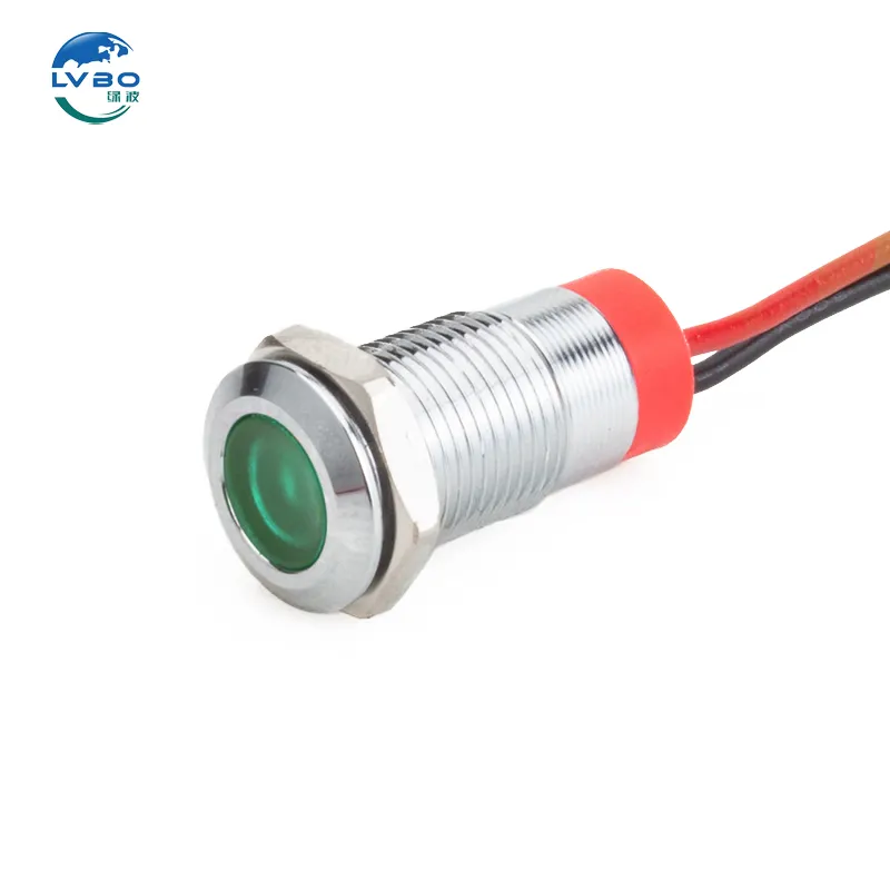 LVBO waterproof Metal Signal lamp 6V 12V 24V 220v with wire red yellow blue green whit 6mm 8mm 12mm 16mm 22mm LED