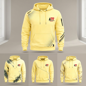 Sweat-shirt à capuche jaune pour homme, coupe classique, décontracté, en polaire, avec poche, imprimé par sublimation, respirant, hiver, 100% coton - Product Image 4