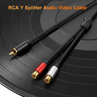 Câble Répartiteur RCA Audio Vidéo pour Subwoofer, 1 Mâle 2 Femelles, Adaptateur en Y pour Double Haut-Parleur, Rallonge avec Gaine PVC pour Voiture et HDTV