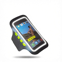 Brassard de course lumineux à LED, support universel pour téléphone, lumière de sécurité nocturne, compatible écran tactile, résistant à la transpiration, ajustable, étui de sport, équipement de gym