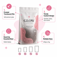 Sachet Doypack Transparent Mat Personnalisé de Qualité Alimentaire avec Fermeture Zip Refermable pour Emballage de Grains de Café 250g 500g