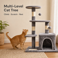 Arbre à chat multi-niveaux avec poteaux à gratter en sisal, tour pour chat en peluche, centre d'activités pour animaux de compagnie d'intérieur, carton