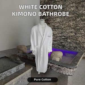 <span class=keywords><strong>Accappatoio</strong></span> Elegante in Cotone 100% <span class=keywords><strong>a</strong></span> Doppio Strato <span class=keywords><strong>con</strong></span> Griglia <span class=keywords><strong>a</strong></span> Gemme e <span class=keywords><strong>Scialle</strong></span> in Velluto, Asciugatura Rapida, Traspirante, Unisex, per Spa - Product Image 6