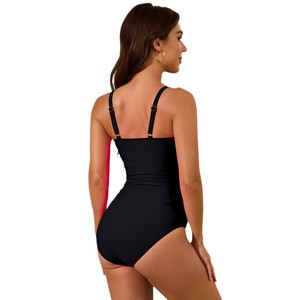 Traje de baño de una pieza para mujer, traje de baño elástico con cuello cuadrado para nadar y deportes acuáticos - Product Image 5