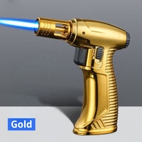Briquet torche à flamme bleue réglable, moderne et créatif, rechargeable au butane, coupe-vent, portable pour barbecue, cigarette, cigare, camping