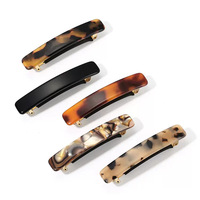 Élégantes pinces à cheveux en acétate à motif écaille de tortue imprimé léopard, style rétro français géométrique, emballage carton, accessoires capillaires simples