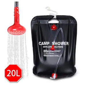 Özel Logo 20L taşınabilir açık yürüyüş duş araçları seyahat plaj su çanta Ultralight PVC kamp ısıtma güneş duş torbası