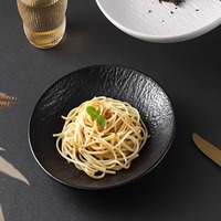 Assiettes à dîner en céramique de grès de texture de roche nordique Plats en porcelaine écologiques Style américain poli 6-10 pièces pour le dos