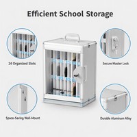 GlosenN2624 Prix usine Boîtier de rangement verrouillable pour téléphones portables en alliage d'aluminium à 24 compartiments avec clé pour la gestion des appareils scolaires
