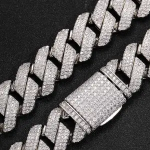 Custom Pass Diamond Test VVS Moissanite Diamond Cuban Link Chain 20mm Large Size Thick Hip Hop Necklace Men 925 Jewelry