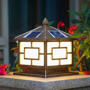 Solar Column <b>Lights</b> Outdoor LED Pillar <b>Light</b> <b>Black</b> Bronze Acrylic <b>Shade</b> 50000 Hours Lifespan Zhongshan Guangdong - Product Image 1