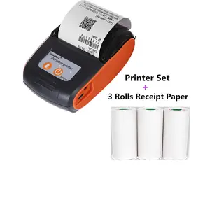 Printer Mini Portabel 2 Inci, Printer Genggam Warna Oranye 58Mm